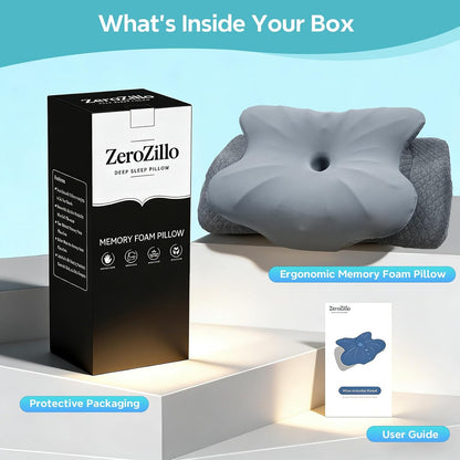 Cervical Pillow for Neck Pain Relief, Ergonomic Pillow for Side Sleeper, Memory Foam Neck Support for Back Stomach Sleepers, Cooling Breathable Orthopedic Contour Pillows for Sleep Apnea Snore, White