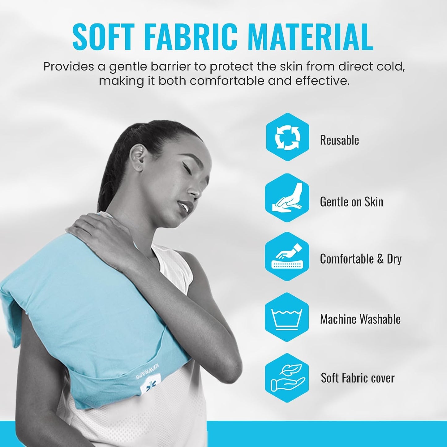 ICEWRAPS 12" x 21" Extra Large Reusable Ice Pack with Soft Fabric Cover, Flexible Cold Therapy Clay Pack for Knee & Back Swelling, Chronic Pain Relief – FSA-HSA Eligible