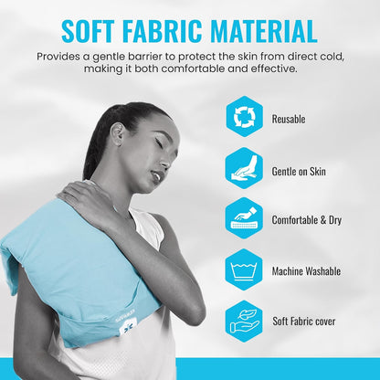 ICEWRAPS 12" x 21" Extra Large Reusable Ice Pack with Soft Fabric Cover, Flexible Cold Therapy Clay Pack for Knee & Back Swelling, Chronic Pain Relief – FSA-HSA Eligible