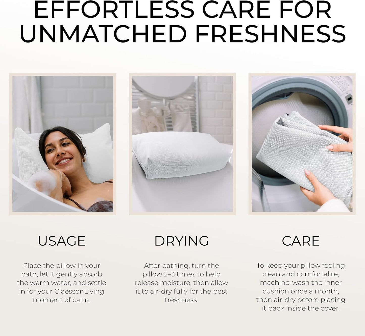 Luxury Bath Pillow for Tub - Thick and Comfortable Bathtub Pillow Support for Head and Neck and Back - Washable Quick-Drying Bath Pillows - Bath Cushion for Home Spa - Fits Any Bathtub - Light Gray