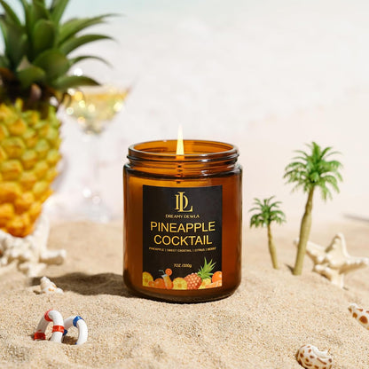 Scented Candles Set, 4 Pack Soy Candles for Home Scented, Candle Gifts for Women Men, 28oz 200 Hours Burn, Scents of Pineapple Cocktail/Coconut Vanilla/Pink Sands/Bahamian Breeze