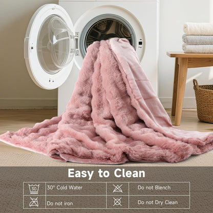 Heated Blanket Electric Throw- 50"x60" Soft Thick Bubble Electric Blanket for Sofa with 5 Heat Levels & 4 Hours Auto-Off Overheat Protection, Warm Cozy Gifts, Light Grey