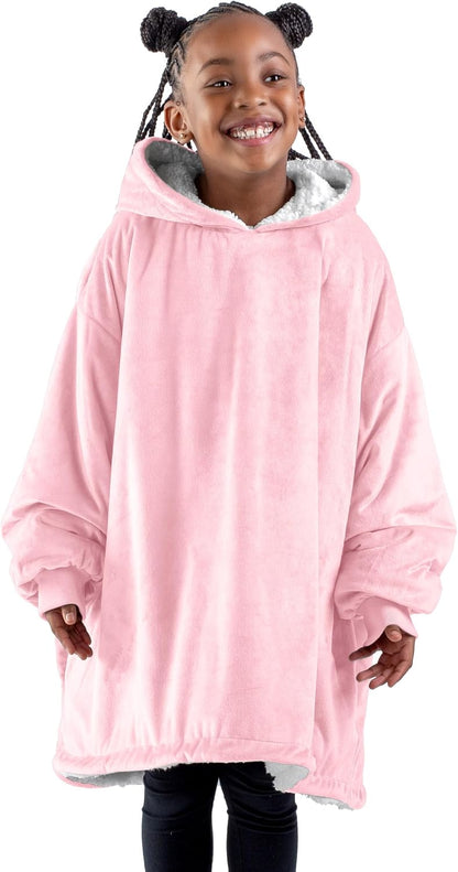Bare Home Wearable Blanket Hoodie - Soft Plush Sherpa - Warm and Cozy - Oversized Wearable Blanket