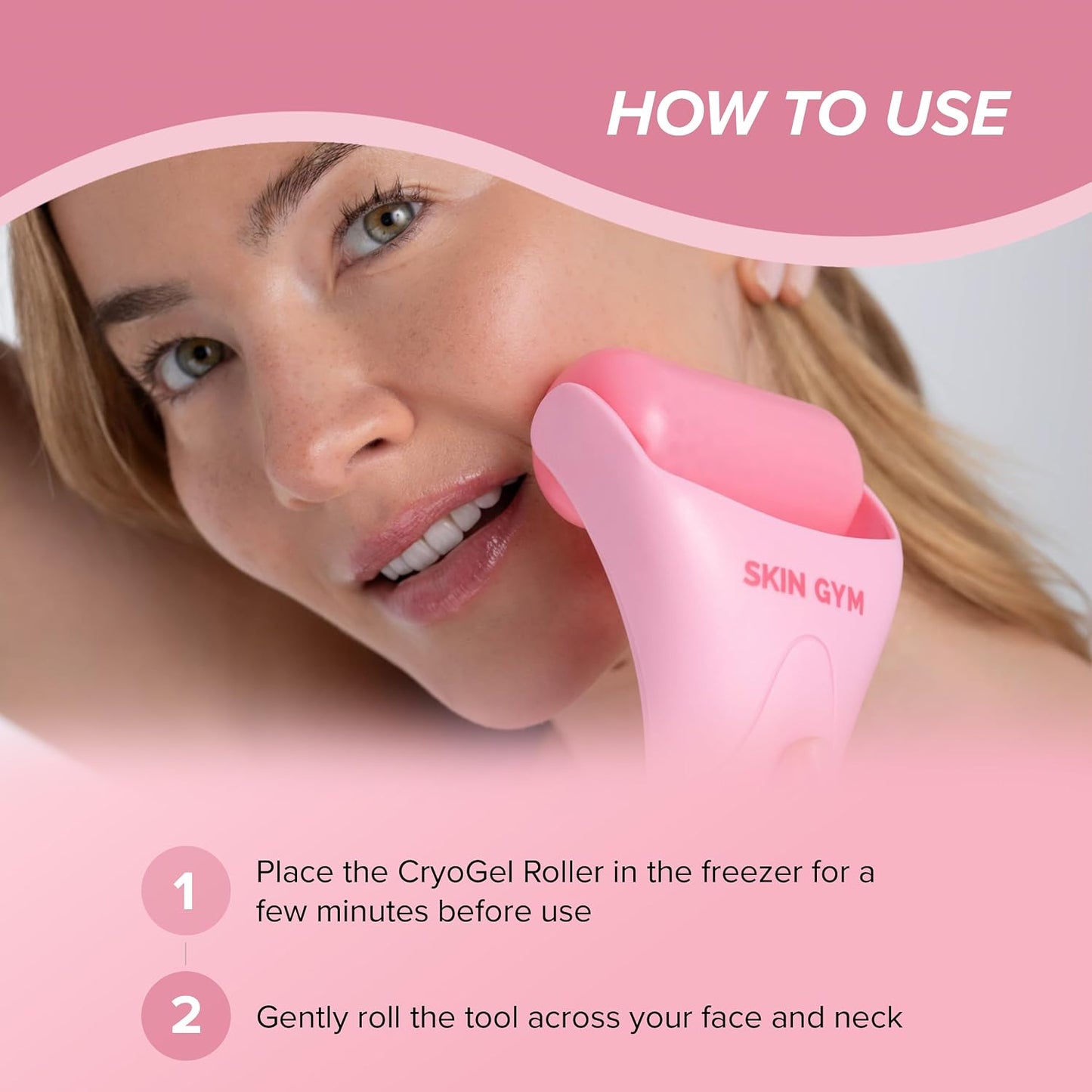 SKIN GYM IceCool Stainless Steel Ice Roller for Face | Cryo Facial Ice Roller for Puffiness & Redness Relief | Cold Face Roller to Tighten Pores & Soothe Skin