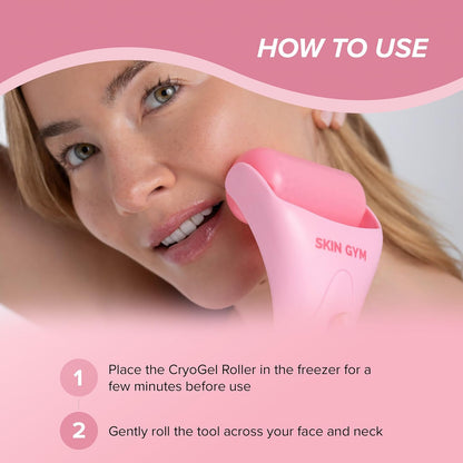 SKIN GYM IceCool Stainless Steel Ice Roller for Face | Cryo Facial Ice Roller for Puffiness & Redness Relief | Cold Face Roller to Tighten Pores & Soothe Skin