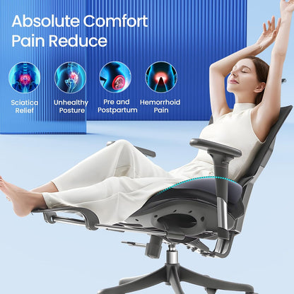 Benazcap Memory Foam Seat Cushion for Office Chair, Ergonomic Chair Cushions for Tailbone Pain Relief, Sciatica & Back Support, Office Chair Cushion & Car Seat Cushion
