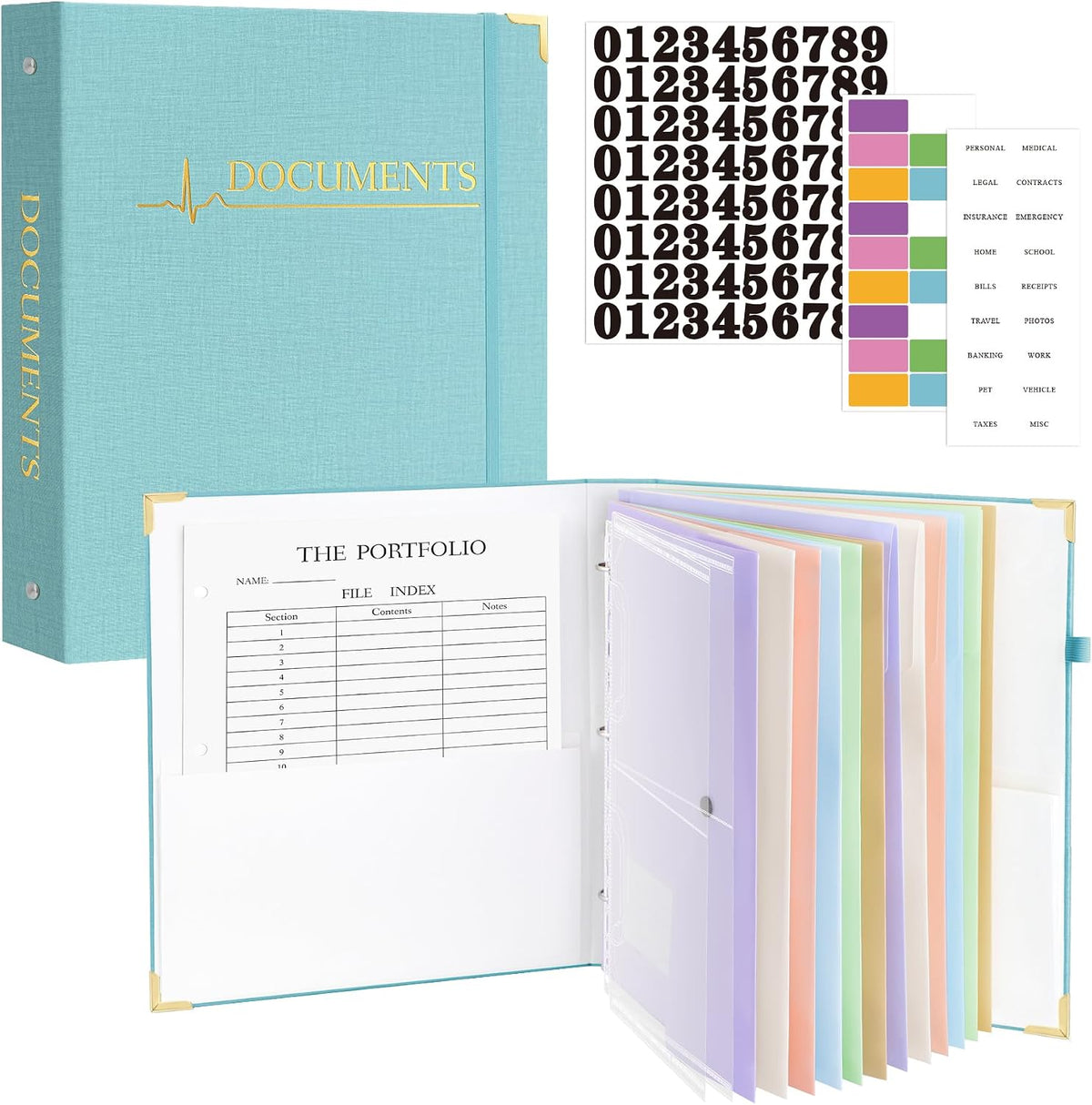 HAUTOCO PU Leather 3-Ring Important Document Organizer Folder Binder