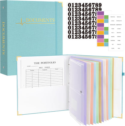 HAUTOCO PU Leather 3-Ring Important Document Organizer Folder Binder