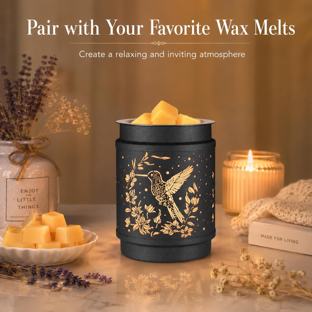 kobodon Wax Melt Warmer Metal Wax Warmer for Scented Wax Electric Fragrance Candle Oil Burner 2 in 1 Wax Melts as Gifts for Moms Grandma Women Girls(Sunflower)