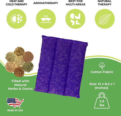 Nature Creation Microwaveable Herbal Heating Pad for Lumbar - Soothing Hot & Cold Therapy Pack for Lower Back- Soothing Relaxation, Warmth and Comfort - Lavender Flowers