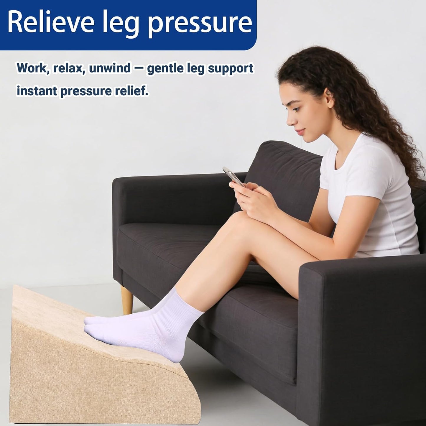 Foot Rest for Under Desk at Work, Ergonomic Under Desk Footrest with Washable Cover for Office, Home & Gaming Leg Elevation Pillow Black