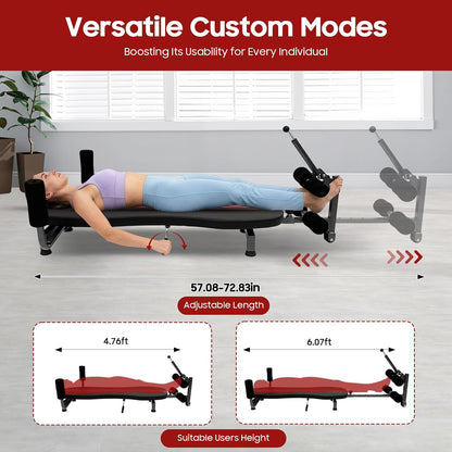 Inline Back Stretch Bench, 330.7lbs Load Full Body Stretching Device Adjustable Lumbar Decompression Table for Lower Back Pain Relief