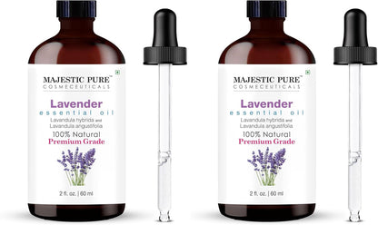 Majestic Pure Essential Oil with Glass Dropper - Essential Oils for Diffuser, Aromatherapy, Soap and Candle Making, Lavender Essential Oil, Lavender Oil, 4 Fl Oz