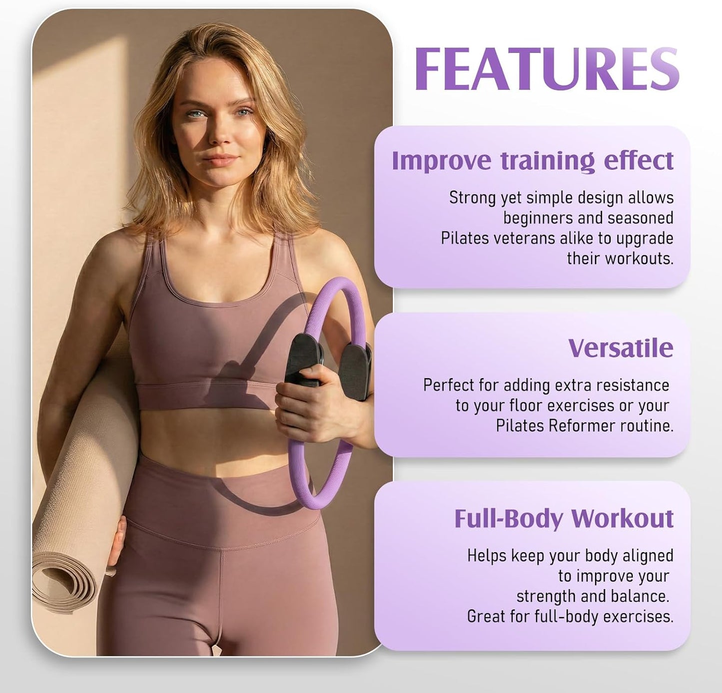 JKSHMYT Pilates Ring Fitness Circle for Women, Pilates Equipment – 14.5" Home Magic Exercise Workout, Better me Pilates Essentials Starter Set for Beginners Toning Inner Thighs, Arms and Core