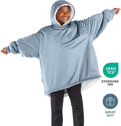 Bare Home Wearable Blanket Hoodie - Soft Plush Sherpa - Warm and Cozy - Oversized Wearable Blanket