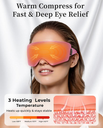 Heated Eye Mask for Dry Eyes, USB Powered Silk Warm Compress for Eyes