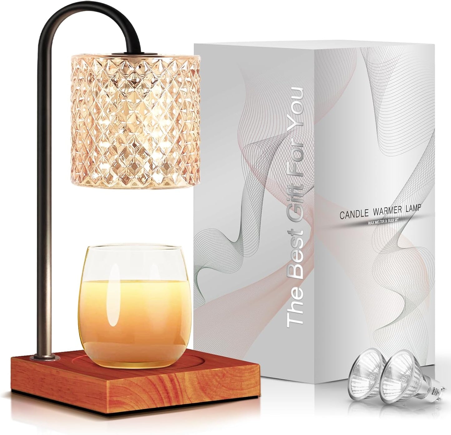 TigQiang Candle Warmer Lamp with Timer Dimmer, Birthday Gifts for Women Mom, House Warming Gifts, Elegant New Home Decor, Wax Warmer for Jar Candles, Heater Lamp for Scented Wax, Amber Glass