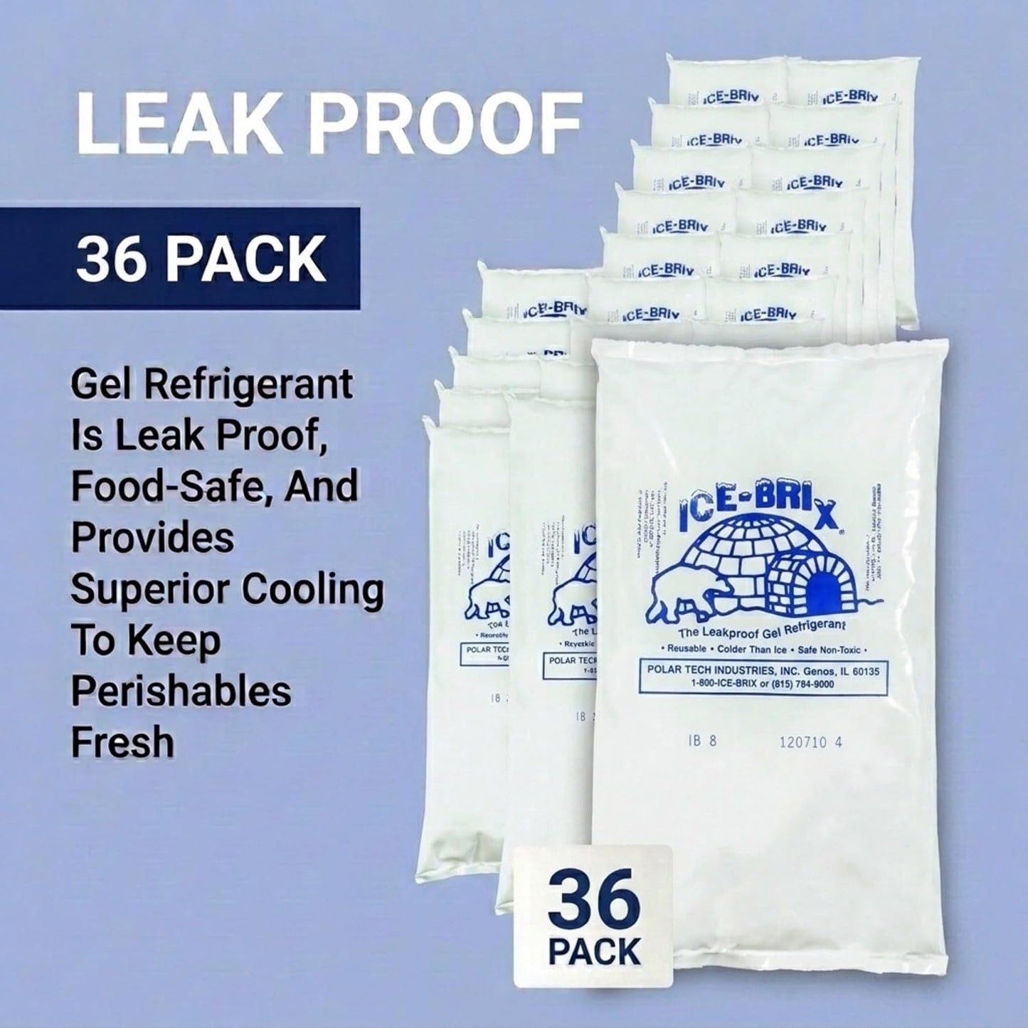 ICE-BRIX Reusable Gel Ice Packs for Shipping, 5 x 2.75 x 0.75 in, 3 oz White (96 Pack) - Compact Cold Packs for GLP-1 Medication Mailers, Lunch Boxes, Small Coolers, Frozen Food & Perishables