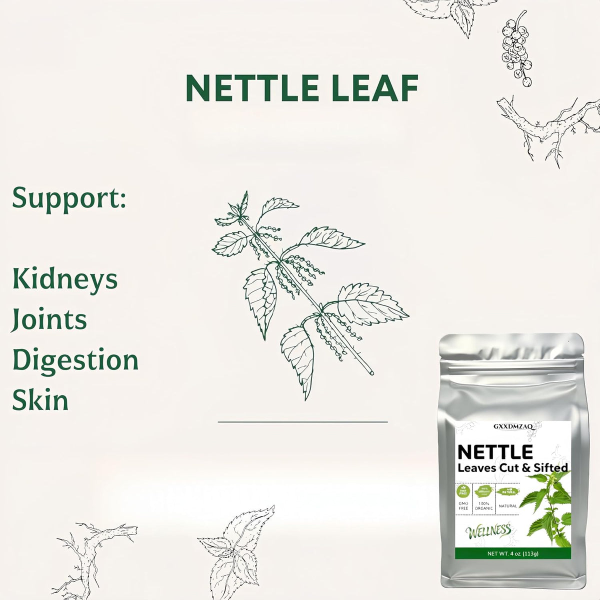 Premium Nettle Leaf Tea 4 oz (113g) - Dried Loose Leaves