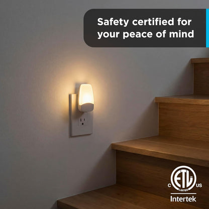 GE Sleeplite Night Lights Plug Into Wall, Dusk to Dawn Sensor, Ambient Lighting, Sleep Aid, Bathroom Decor, LED Lights for Bedroom, Apartment Essentials, Smart Home,86153, Amber, 4 Pack