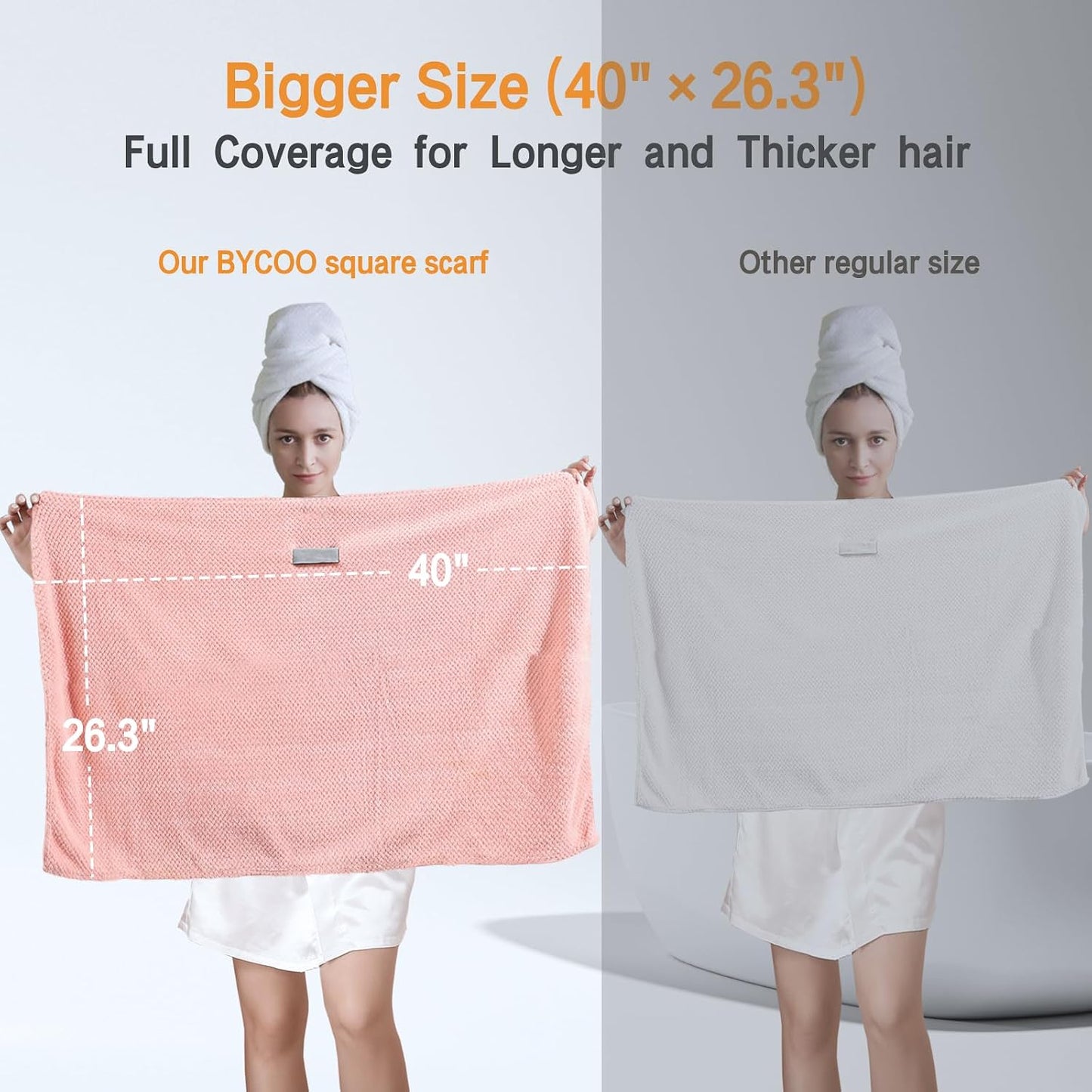 Large Microfiber Hair Towel Wrap for Women, Anti Frizz Drying Towel, Fast Dry Turban Wet Hair, Long, Thick, Curly Super Absorbent Soft Towels - White