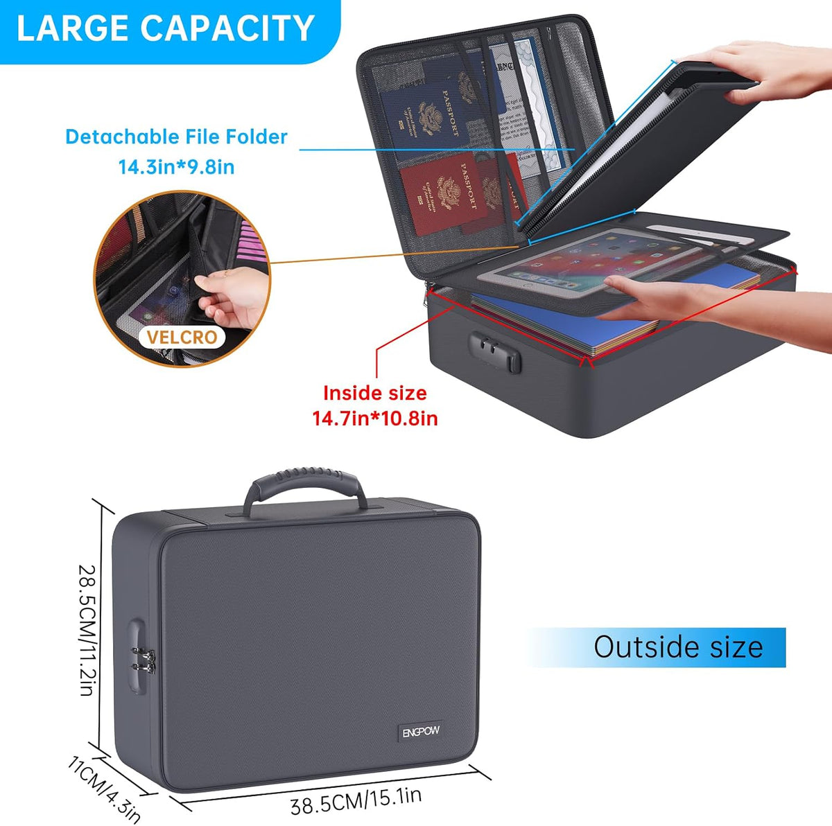ENGPOW Fireproof File Organizer Bag with 13 Pockets Accordion File Folder