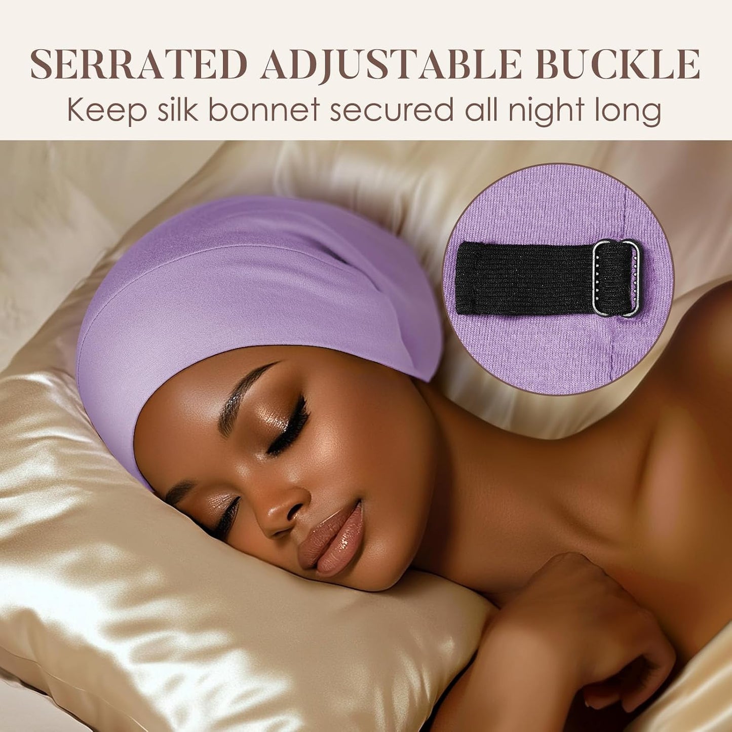 LULUSILK 100% Mulberry Silk Bonnet for Sleeping Women and Men, No More Frizzy Tangled Hair, Real Silk Sleep Cap for Curly Hair, Black, Pack of 1