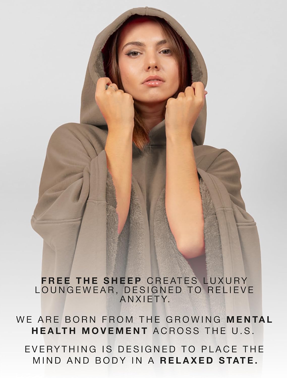 FREE THE SHEEP Eden Hoodie – Oversized Weighted Hoodie Cloak with Ultra-Soft Faux Fur Liner