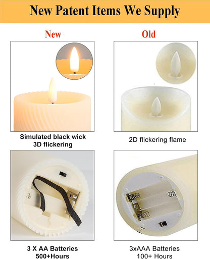 ANGELLOONG Flickering Flameless Candles, Realistic Battery Operated Candles with Remote and Timer, Set of 3 LED Candles for Fall Room Home Wedding Decor Centerpieces Table Party Christmas Decorations