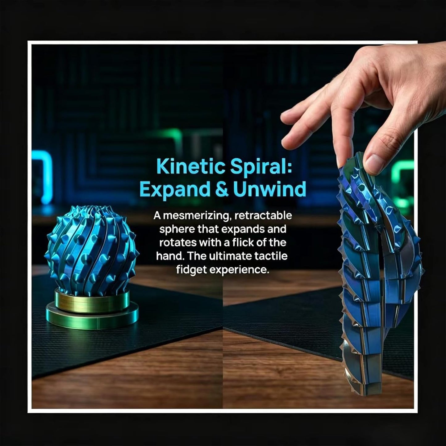 Spiky Retractable Ball, Cool 3D Printed Fidgets, Sharp Spiral Noisy Ball, Suitable for Adults to Relieve Stress and Anxiety, Office Opening Remarks, Killing Time (with Rotating Base)
