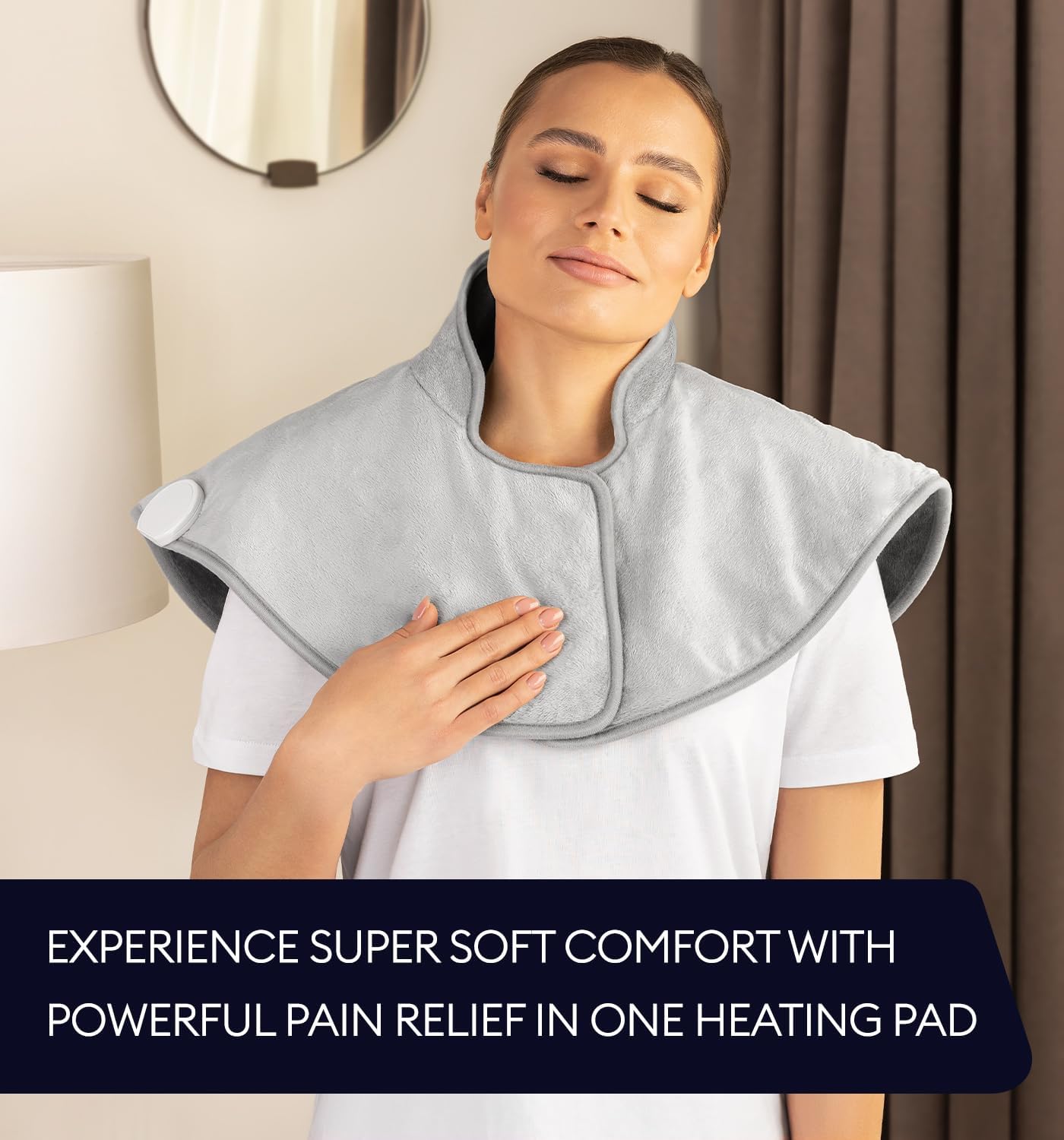 GENIANI Electric Heating Pad for Back Pain & Cramps Relief, Electric Throw, Self Care Gifts for Women, Heating Pad for Neck & Shoulder, Machine Washable Microplush, Auto Shut Off (12"x24", Tabby Gray)
