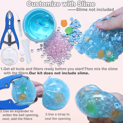 DIY Stress Ball Making Kit with Filler-15PCS Stress Ball Making Kit Stress Balls, Transparent Blank Skins with Air Pump & Expander Tool for Pressure Squishy Balls for Adult (15PC, Style A)