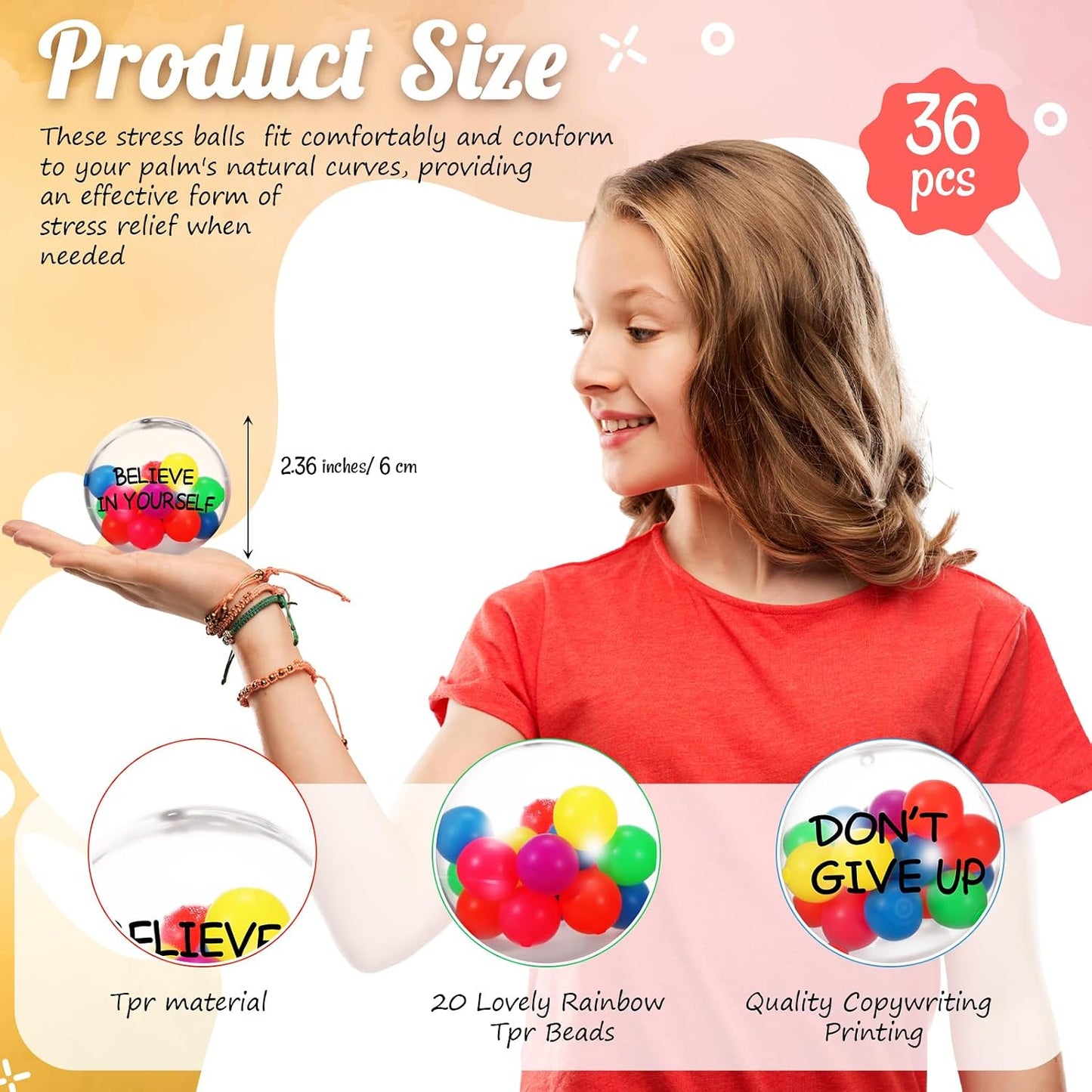 Shappy 12 Pcs Inspirational Sensory Balls, Motivational Fidgets, 2.36 Inch