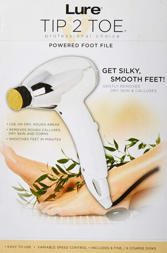Tip2Toe Electric Callus Remover, White & Silver