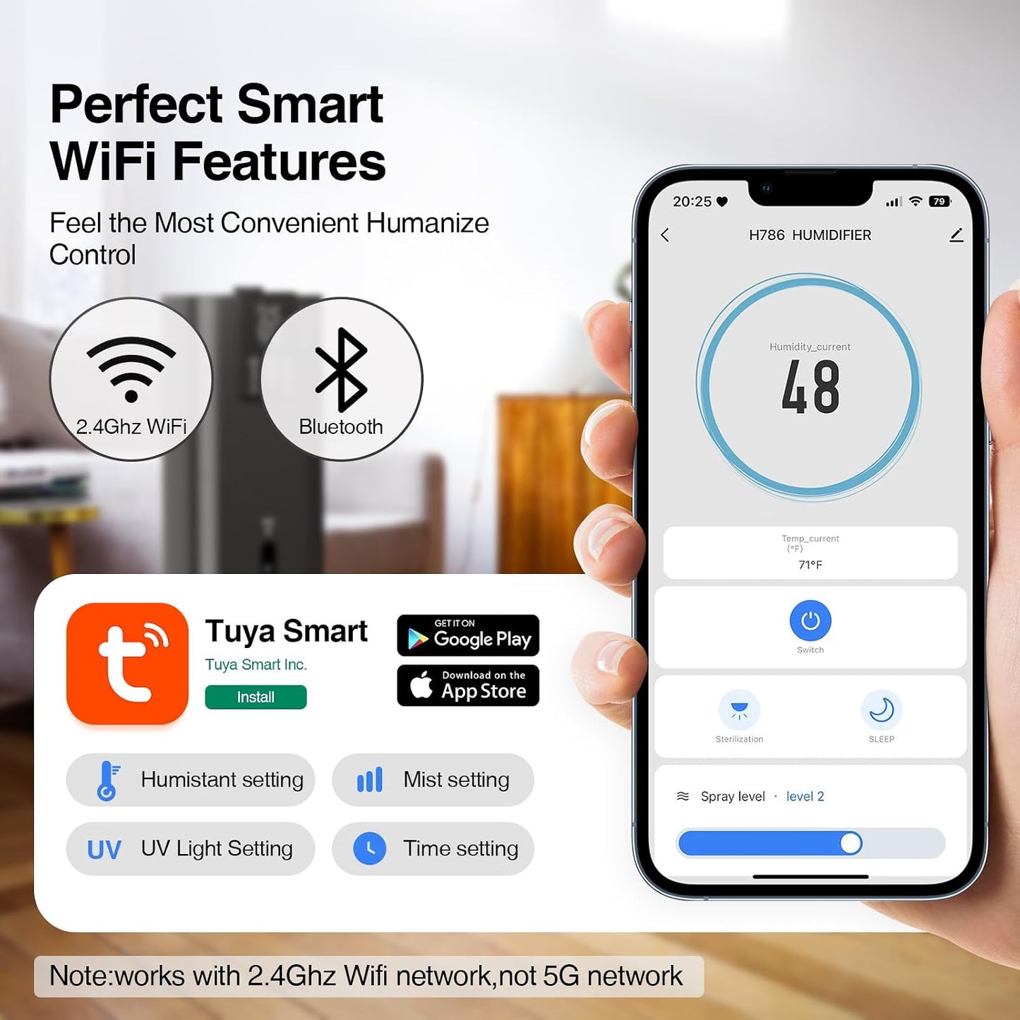 8L/2.1 Gal Smart Humidifier Large Room, Top Fill Cool Mist Humidifiers for Bedroom with App & Remote Control, Night Light, 24H Timer, Aroma Box & 360° Nozzles, Humidifier for Home, Office & Plants