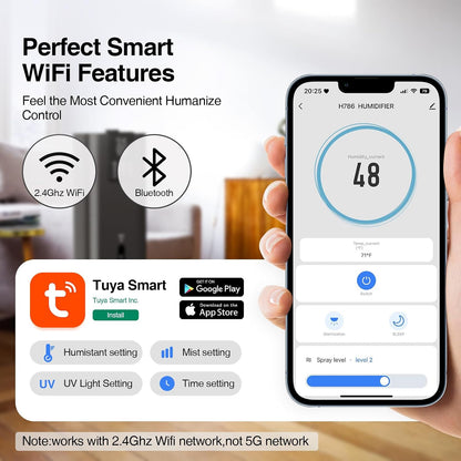 8L/2.1 Gal Smart Humidifier Large Room, Top Fill Cool Mist Humidifiers for Bedroom with App & Remote Control, Night Light, 24H Timer, Aroma Box & 360° Nozzles, Humidifier for Home, Office & Plants