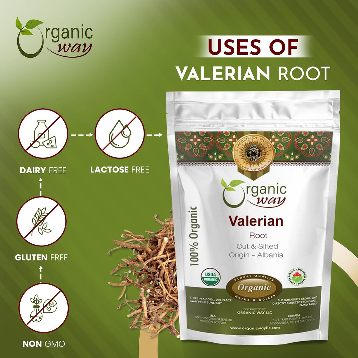 Organic Way Valerian Root Cut & Sifted - Herbal Tea (4 Oz)