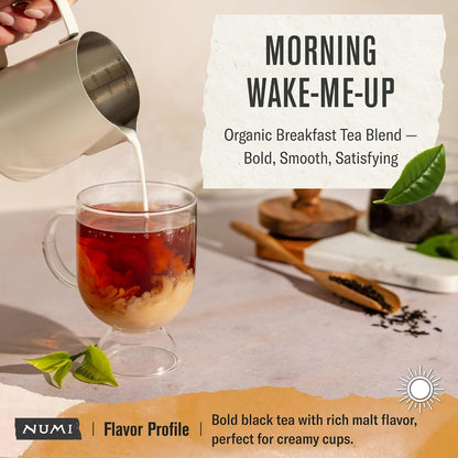 Numi Organic Breakfast Blend, 18 Black Tea Bags, High Caffeine