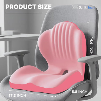 Ergonomic Seat Cushion, Office Chair Seat Cushions with L-Shaped Design, Memory Foam Orthopedic Cushion with Coccyx Hollow, Lumbar Support & Tailbone Pain Relief for Car, Truck, Gaming Chair (Black)