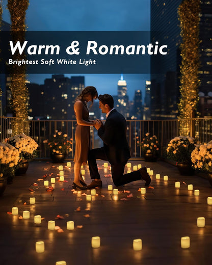 Homemory 24Pack Flickering Flameless Votive Candles for Wedding Decoration, 200+Hour Warm White Battery Operated LED Tealight, Electric Fake Candles for Party, Receptions, Halloween, Christmas