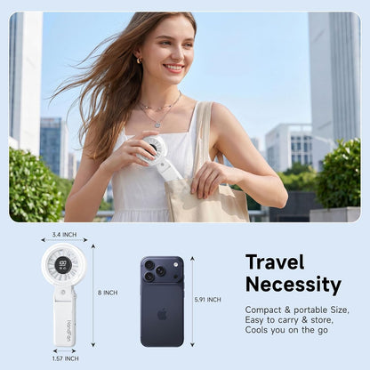 HandFan 4000mAh Handheld Turbo Misting Fan, 100 levels Adjustable High Speed Mister Fan, Portable Spray Water Mist Fans, Foldable Mini Hand Fans for Summer Beach Travel Concerts Disney(Royal Blue)