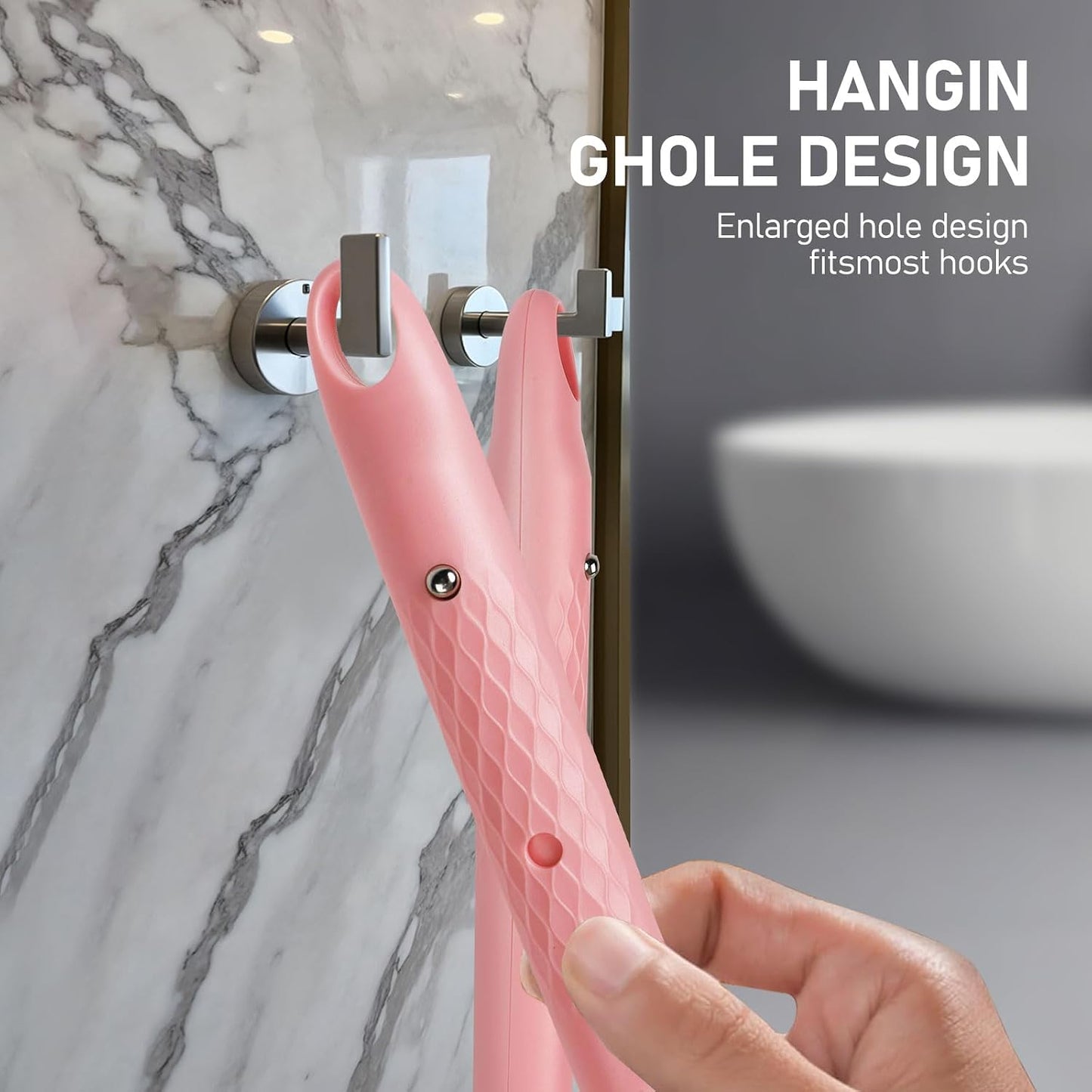 OZNER 24 Inches Silicone Back Scrubber for Shower - Extendable Long Handle Shower Brush with Dual-Sided Bristles - Exfoliating Body Scrubber for Sensitive Skin - Perfect for Men & Women (Black)