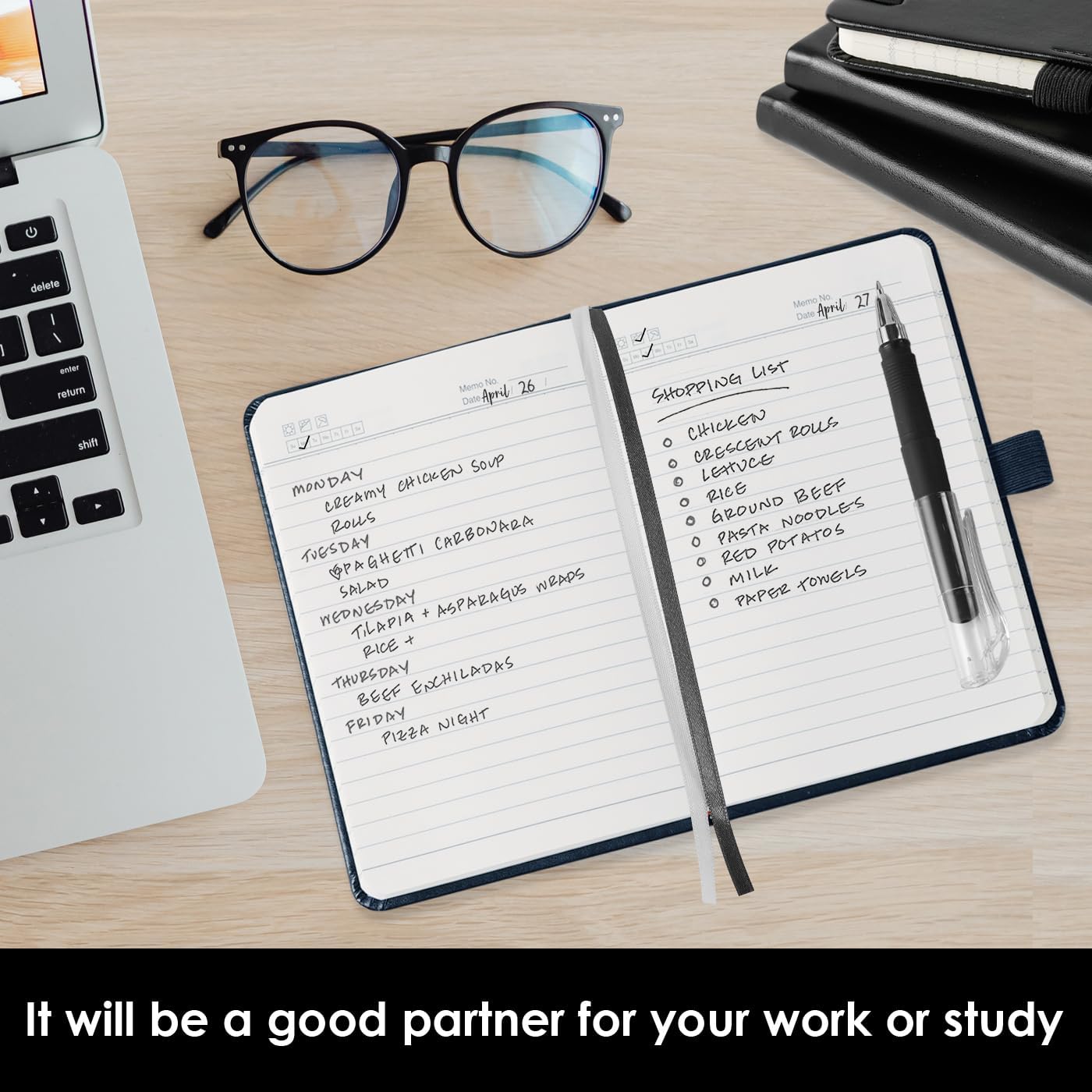 NIRMIRO (3 Pack) Pocket Notebook Small Journal with Pen, 3.7" x 5.7", A6 Mini Notebook for Women Men Work Writing, Hardcover Small Pocket Notepad with 100Gsm Premium Thick Lined Paper, Black Leather