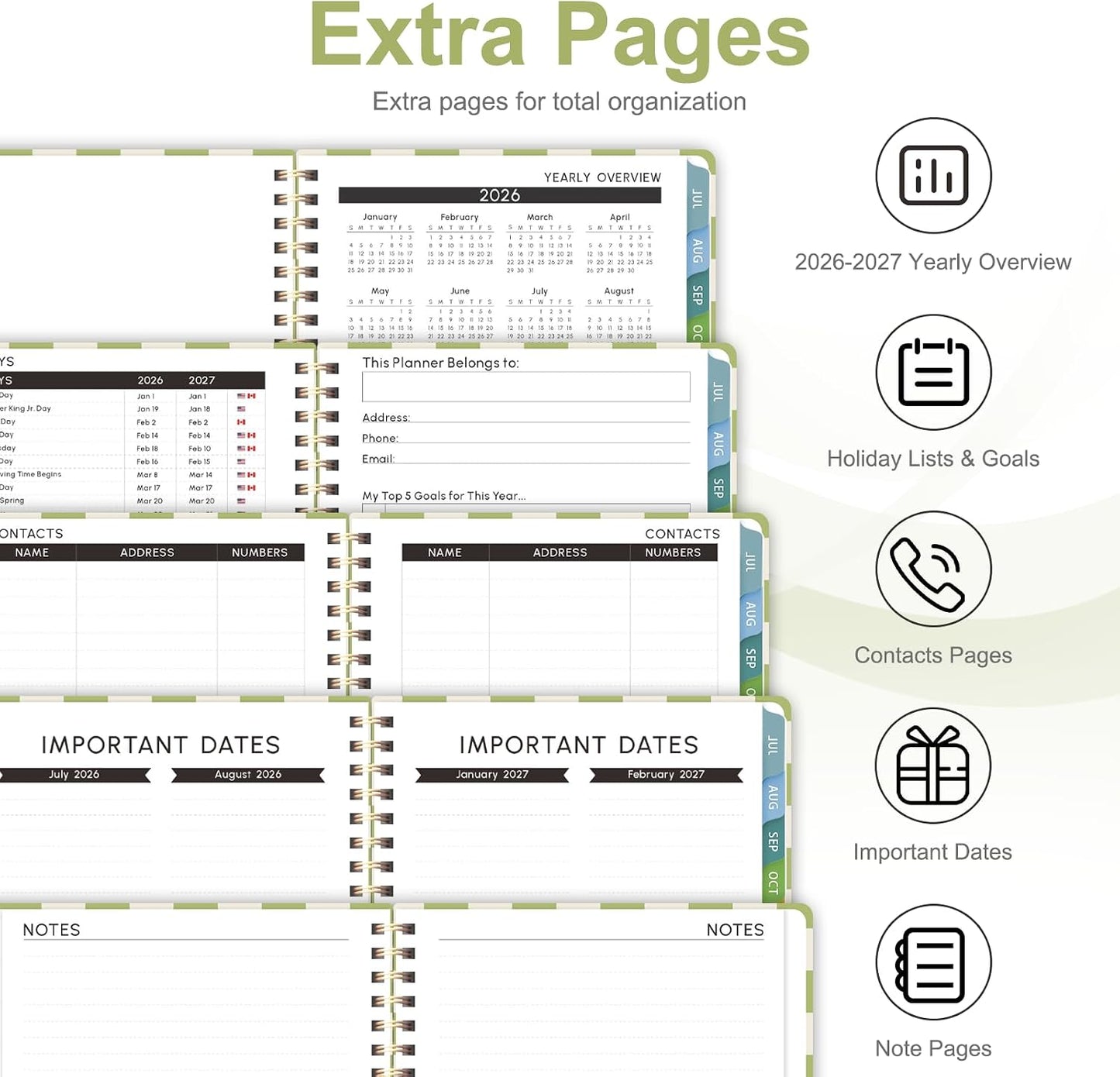 Planner 2026-2027, Weekly and Monthly Calendar Planner, JUL 2026 - JUN 2027 | A5(6.3'' x 8.5''), Hardcover, Agenda Book, Sprial Bound, Inner Pocket, Office and School Use