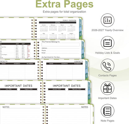 Planner 2026-2027, Weekly and Monthly Calendar Planner, JUL 2026 - JUN 2027 | A5(6.3'' x 8.5''), Hardcover, Agenda Book, Sprial Bound, Inner Pocket, Office and School Use
