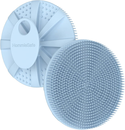 2 Pack Soft Silicone Shower Brush, Body & Face & Short Hair Wash, Bath Exfoliating Skin Massage Scrubber, Dry Skin Brushing Glove Loofah, Fit for Sensitive and All Kinds of Skin (PeonyPink+Green)