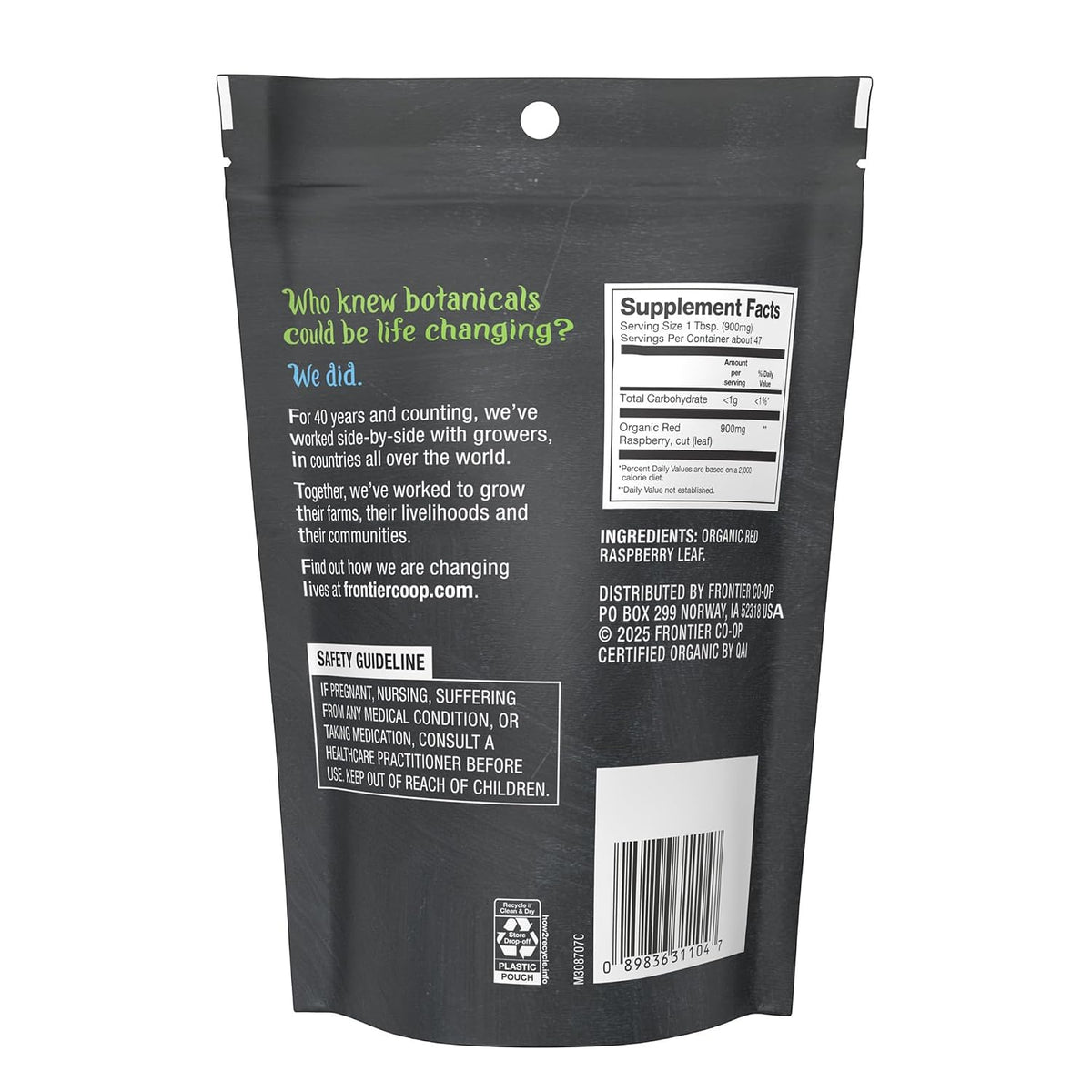 Frontier Co-op Organic Cut and Sifted Red Raspberry Leaf 1.48oz - For Red Raspberry Leaf Tea, Cafe, Restaurant Supply and More - Naturally Caffeine Free