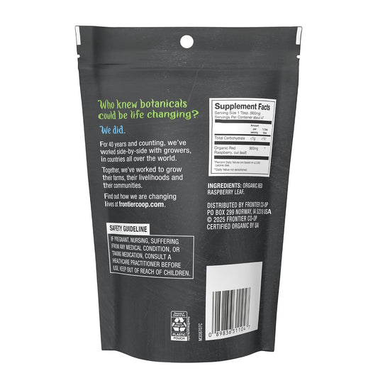 Frontier Co-op Organic Cut and Sifted Red Raspberry Leaf 1.48oz - For Red Raspberry Leaf Tea, Cafe, Restaurant Supply and More - Naturally Caffeine Free