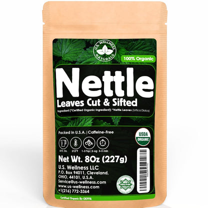 Nettle Tea - 8Oz (REAL WILD HARVEST) | 100% USDA Certified ORGANIC | Loose Leaf (Urtica Dioica aka Stinging Nettle) Cut & Sifted
