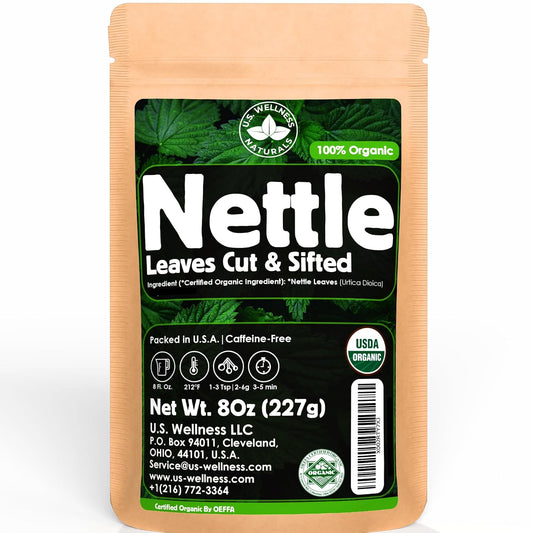 Nettle Tea - 8Oz (REAL WILD HARVEST) | 100% USDA Certified ORGANIC | Loose Leaf (Urtica Dioica aka Stinging Nettle) Cut & Sifted